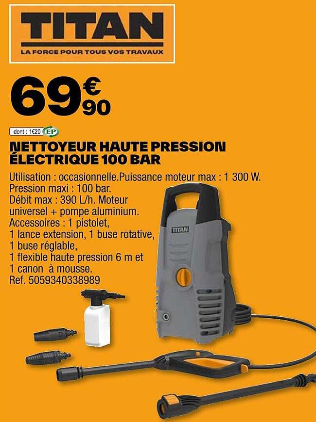 Nettoyeur Haute Pression électrique 100 Bar Titan