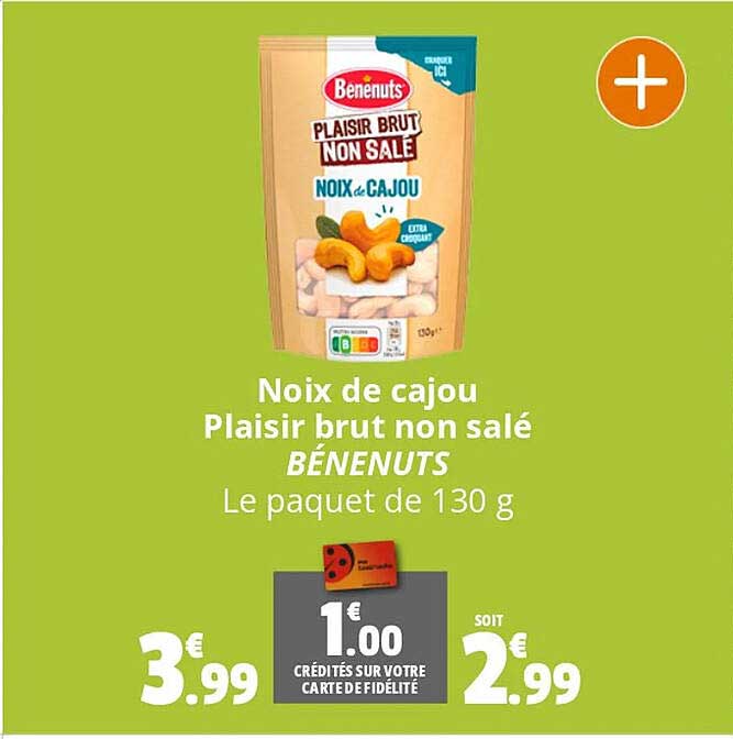 noix de cajou plaisir brut non salé bénenuts