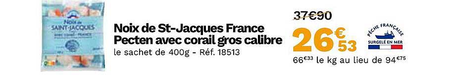 noix de st-jacques france pecten avec corail gros calibre