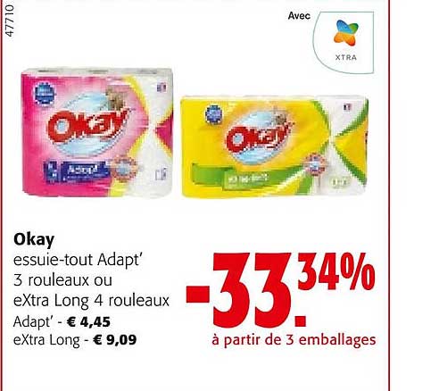 okay essuie-tout adapt 3 rouleaux ou extra long 4 rouleaux