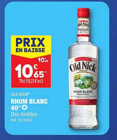 old nick rhum blanc 40°