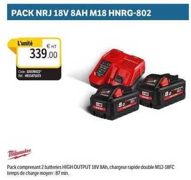 pack nrj 18 v 8 ah m 18 hnrg-802 milwaukee