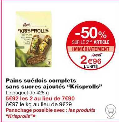 pains suédois complets sans sucres ajoutés "krisprolls"