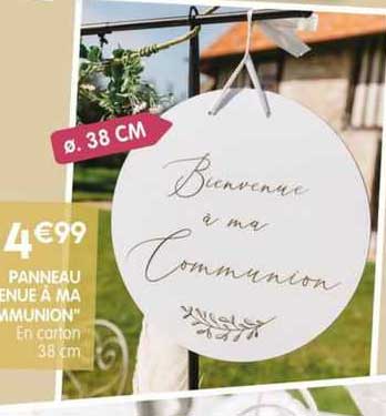 panneau "bienvenue à ma communion"