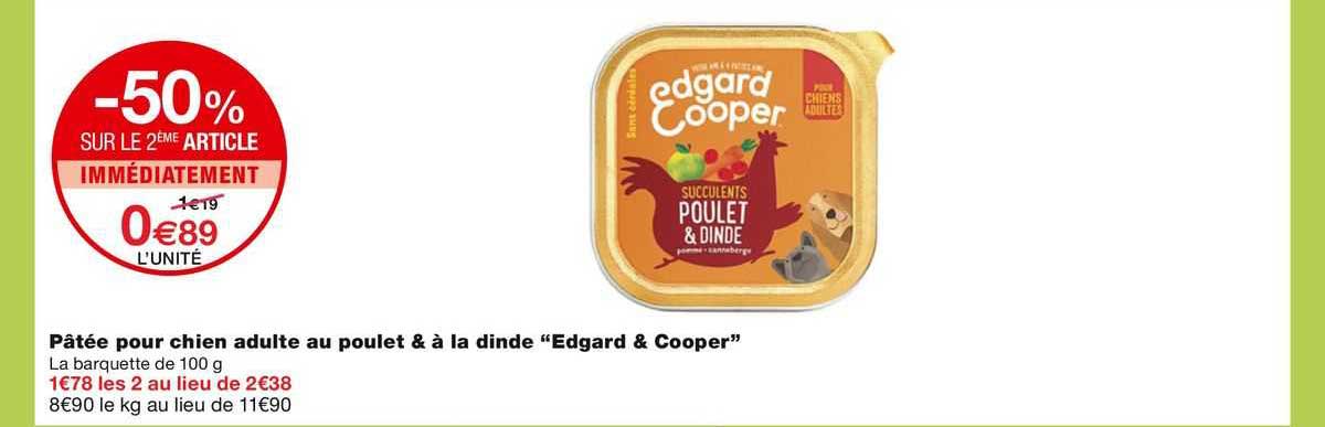 pâtée pour chien adulte au poulet & à la dinde "edgard & cooper"