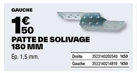 patte de solivage 180 mm
