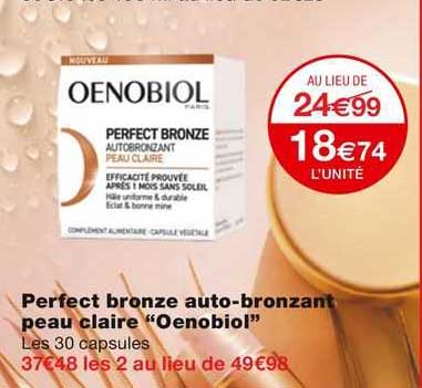 perfect bronze auto-bronzant peau claire "oenobiol"