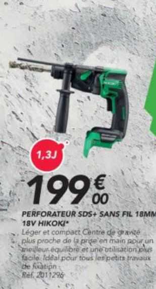 perforateur sds+ sans fil 18 mm 18 v hikoki