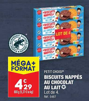 petit choisi biscuits nappés au chocolat au lait