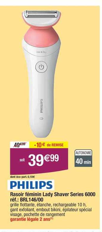 philips rasoir féminin lady shaver séries 6000