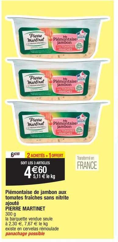 piémontaise de jambon aux tomates fraîches sans nitrite ajouté pierre martinet