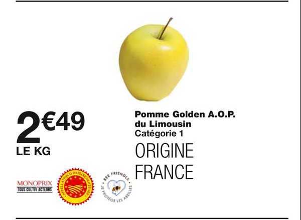 pommes golden a.o.p. du limousin