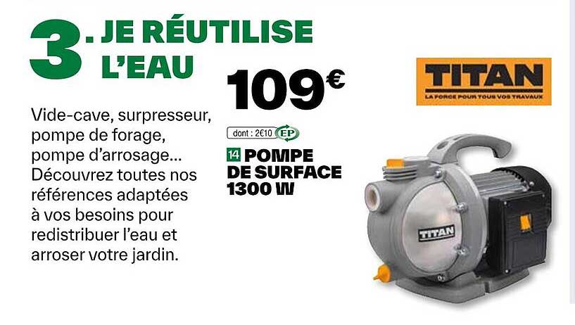 pompe de surface 1300w titan