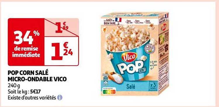 pop corn salé micron-ondable vico