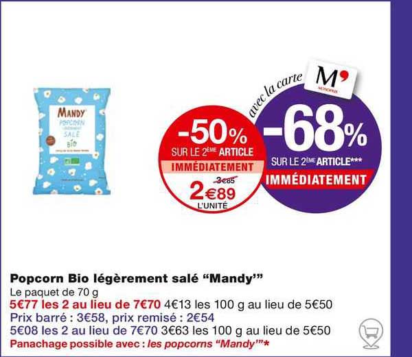 popcorn bio légèrement salé "mandy"