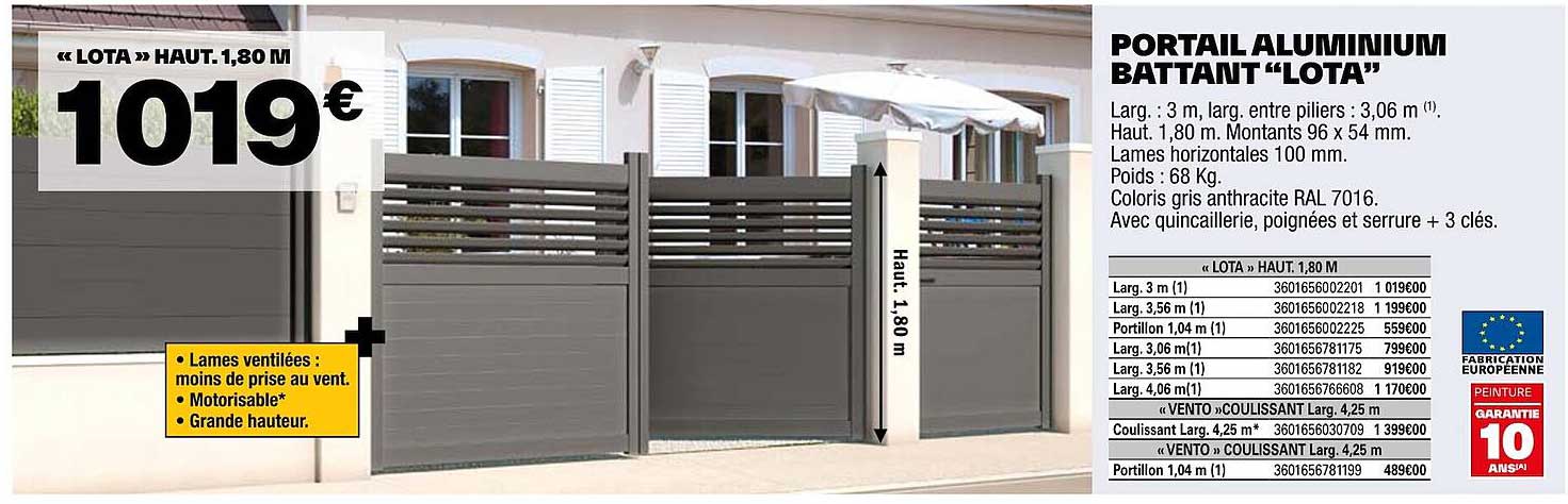 Portail Aluminium Battant "lota"