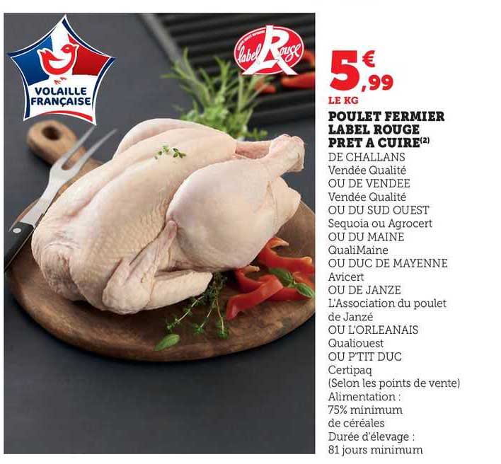 Poulet Fermier Label Rouge Pret à Cuire