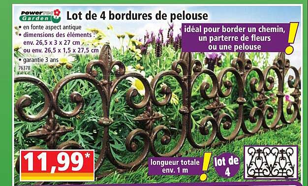 Powertec Garden Lot De 4 Bordures De Pelouse