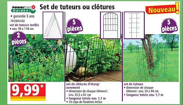 powertec garden set de tuteurs oiu clôtures