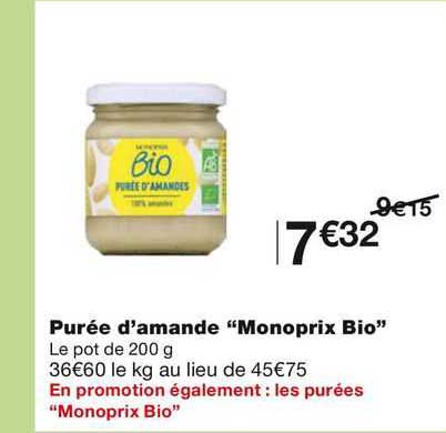 purée d'amande "monoprix bio"