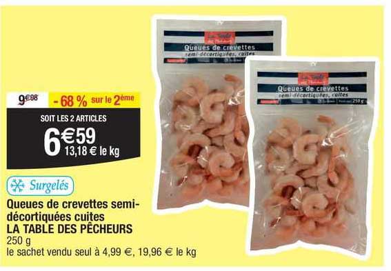 queues de crevettes semi décortiquées cuites la table des pêcheurs