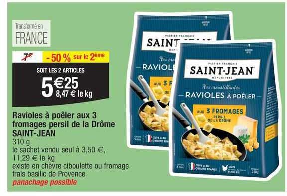 ravioles à poêler aux 3 fromages persil de la drôme saint-jean