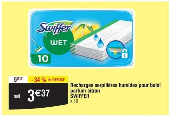 recharges serpillères humides pour balai parfum citron swiffer