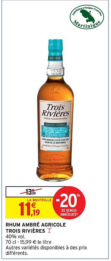 rhum ambré agricole trois rivières