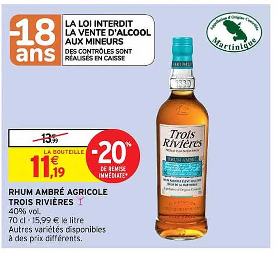 rhum ambré agricole trois rivières