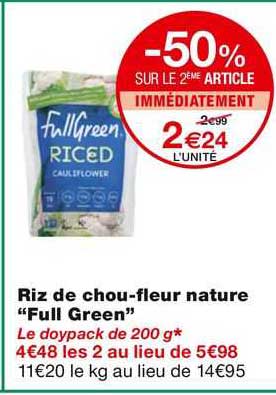 riz de chou-fleur nature "full green"