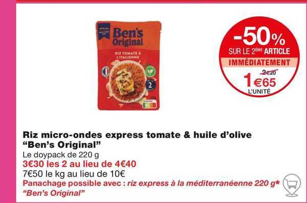 riz micro-ondes express tomate & huile d'olive "ben's original"