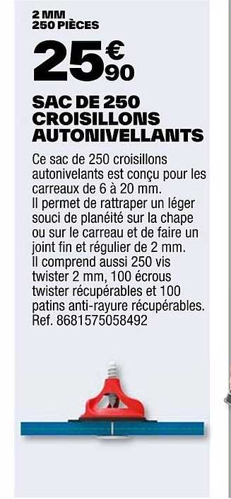sac de 250 croisillons autonivellants