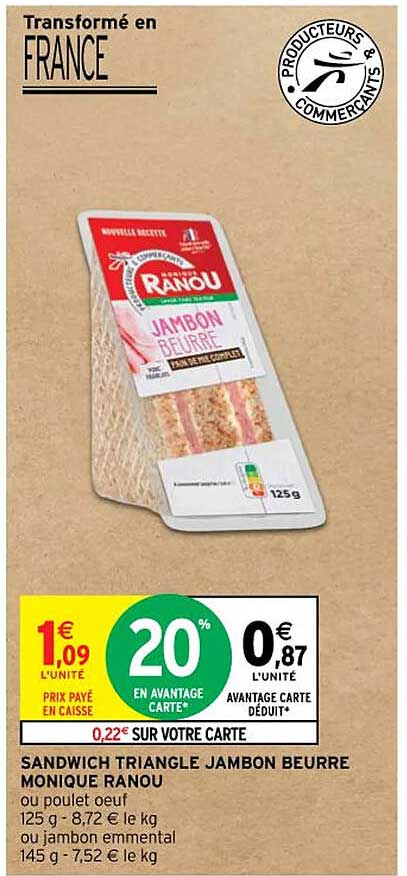 sandwich triangle jambon beurre monique ranou