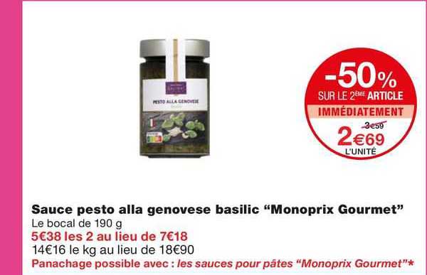 sauce pesto alla genovese basilic "monoprix gourmet"