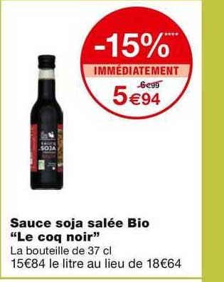 Sauce Soja Salée Bio "le Coq Noir"