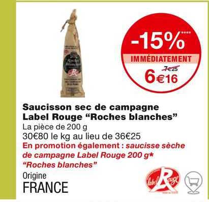 saucisson sec de campagne label rouge "roches blanches"