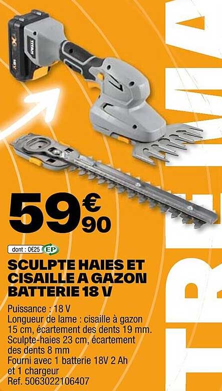 Sculpte Haies Et Cisaille à Gazon Batterie 18 V