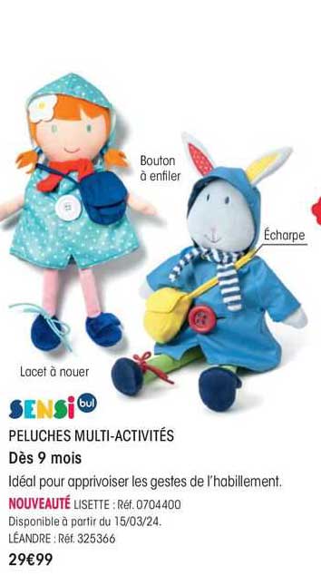 sensi peluches multi-activités