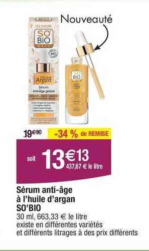 sérum anti-âge à l'huile d'argan so'bio