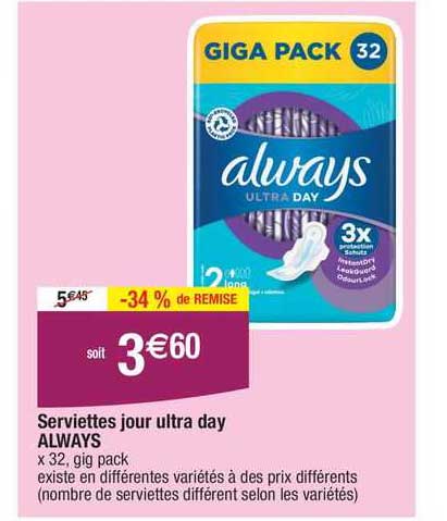 serviettes jour ultra day always