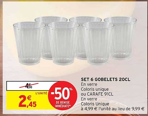 set 6 gobelets 20cl
