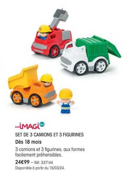 set de 3 camions et 3 figurines ...imagibul