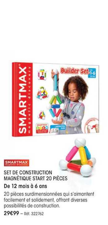 set de construction magnétique start 20 pièces smartmax