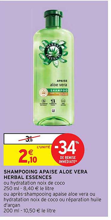 shampooing apaise aloe vera herbal essences