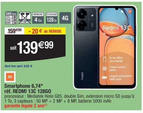 smartphone 6,74" redmi 13c