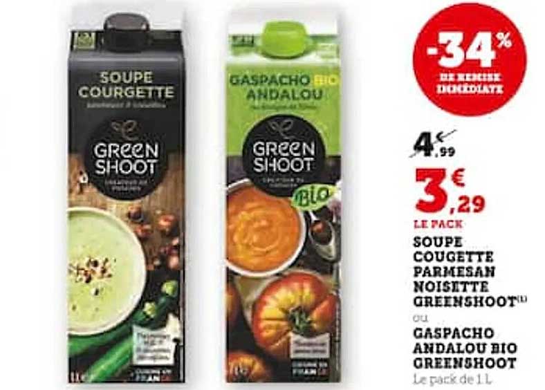 soupe courgette parmessan noisette greenshoot ou gaspacho andalou bio greenshoot