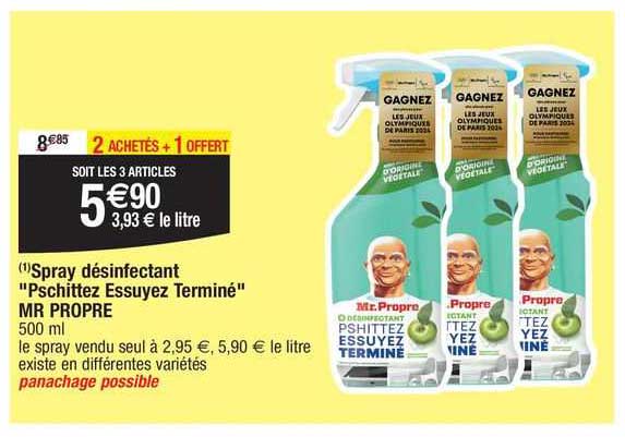 spray désinfectant pschittez essuyez terminé mr propre