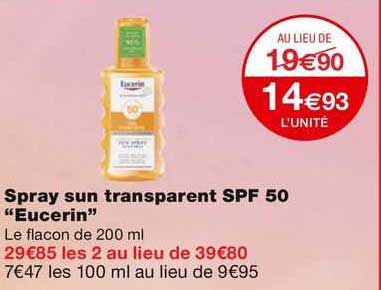 spray sun transparent spf 50 "eucerin"