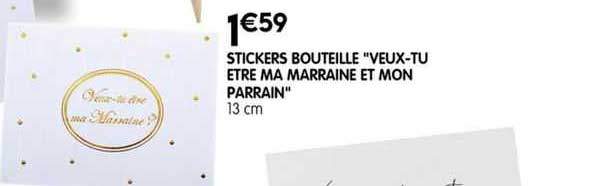 stickers bouteille "veux-tu être ma marraine et mon parrain"