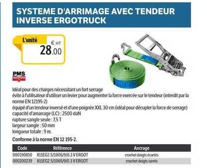 système d'arrimage avec tendeur inverse ergotruck